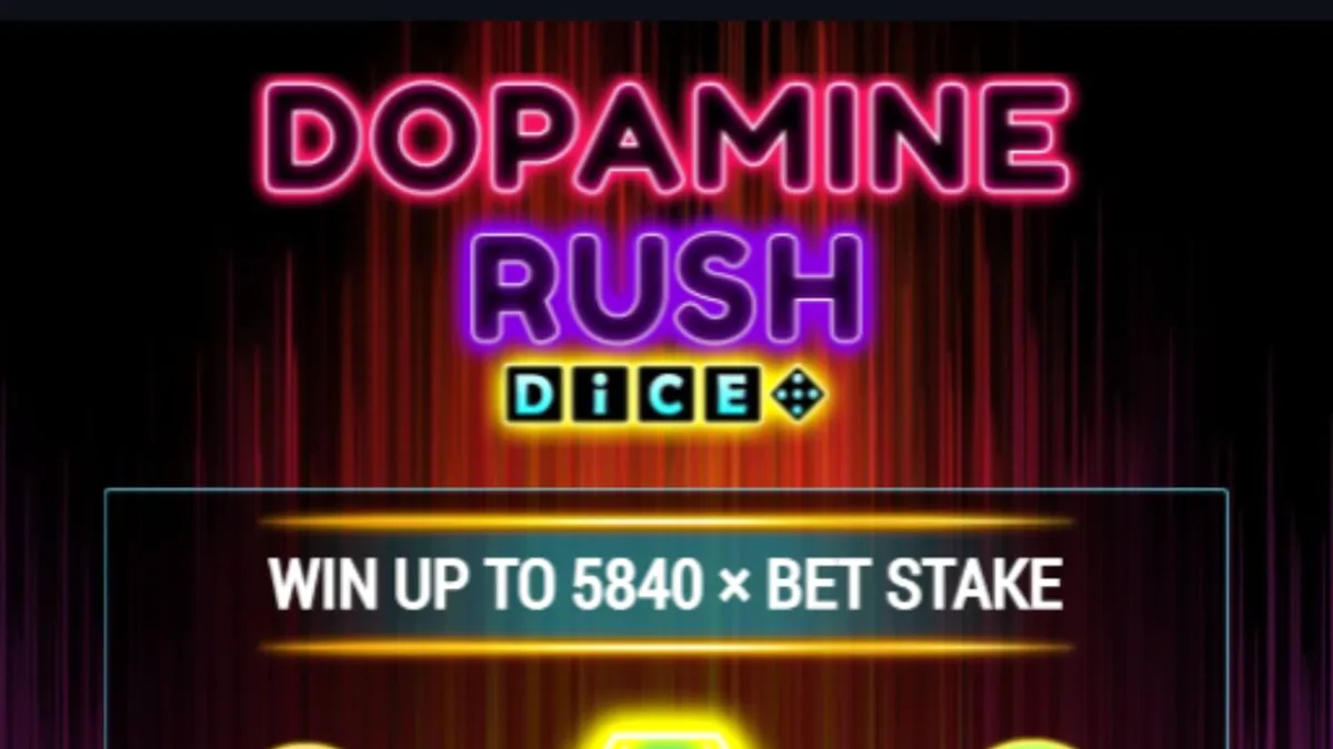 Neon arcade theme in Dopamine Rush Dice slot
