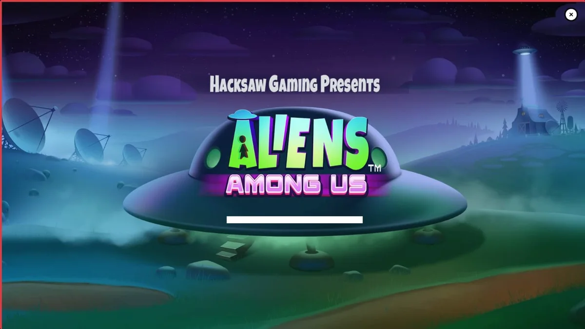 Tampilan visual slot Aliens Among Us dengan tema invasi alien dan agen FBI.